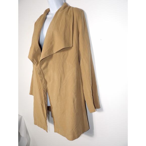 Love Tree Medium Trench Sweater Micro Suede Long Coat Open Style Lightweight Ca - Picture 3 of 10